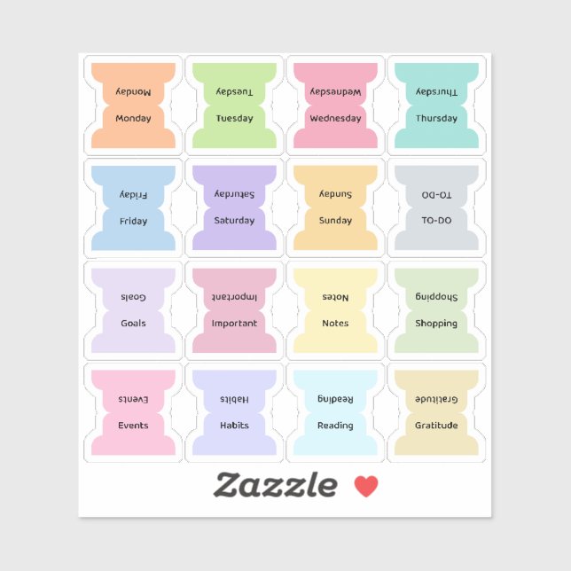 Adesivo Weekly Index Tab Journal Divider Colorful Foldable (Folha)