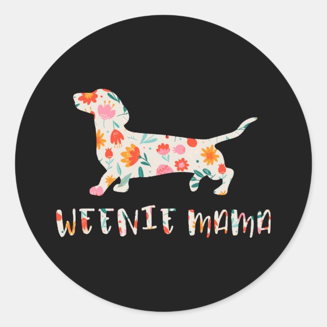 Adesivo Weenie Mama Dachshund floral (Frente)