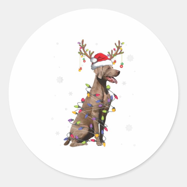 Adesivo Weimaraner Christmas Reindeers Papais noeis Xmas T (Frente)