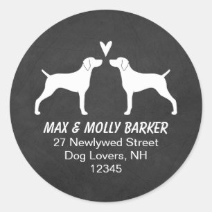 Adesivo Weimaraner mostra em silhueta o endereço do