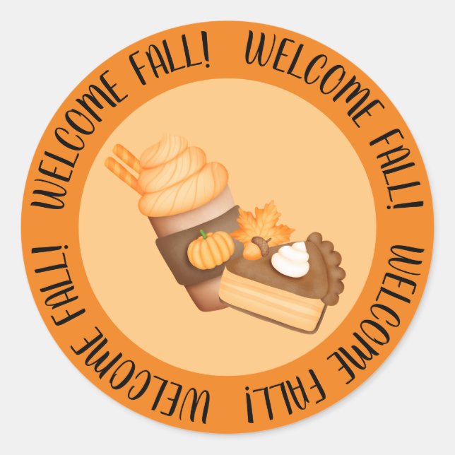 Adesivo Welcome Fall Pumpkin pie (Frente)