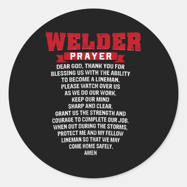 Adesivo Welder Prayer Christian Welding Vovô Pai Husban (Frente)