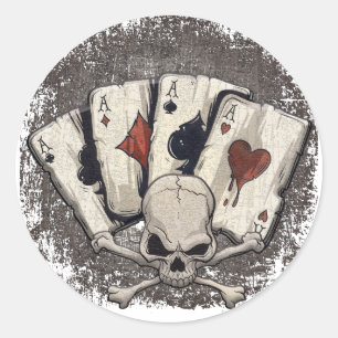 Adesivo Wellcoda Ace Play Cards Skull Casino