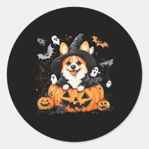 Adesivo Welsh Corgi Dog Pumpkin Halloween Ação de Graças