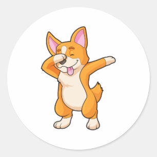 Adesivo Welsh Corgi no Hip Hop Dance Dab