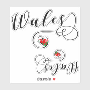 Adesivo Welsh Flag Heart, Wales Sticker