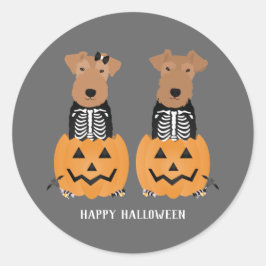 Adesivo Welsh Terrier Halloween Skeleton