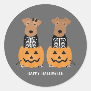Adesivo Welsh Terrier Halloween Skeleton