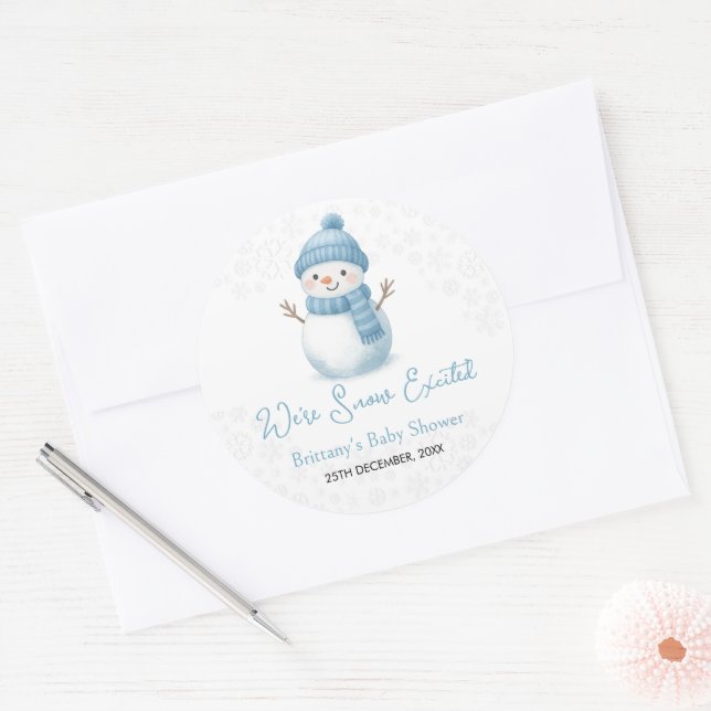 Adesivo We're Snow Excited Snowmen Boy Baby Shower (Envelope)