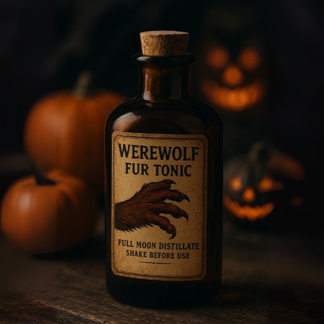 Adesivo Werewolf Fur Tonic - Halloween Apothecary Label (Werewolf Fur Tonic - Halloween Apothecary Label)