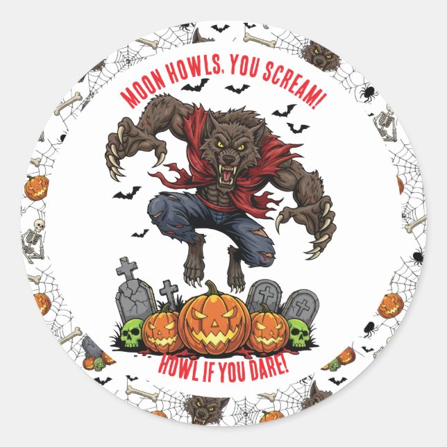 Adesivo 🐺 Werewolf Halloween Stickers & Labels 🎃 💀 (Frente)