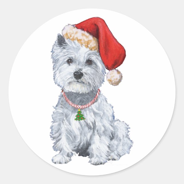 Adesivo West Highland White Terrier Santa Claus (Frente)