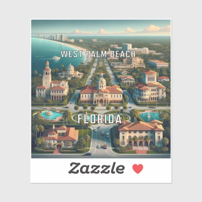 Adesivo West Palm Beach Florida 3 Inch Vinyl Sticker (Folha)