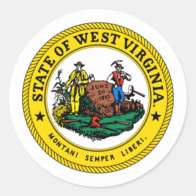 Adesivo West Virginian Seal, Selo do West Virginia Sticker (Frente)