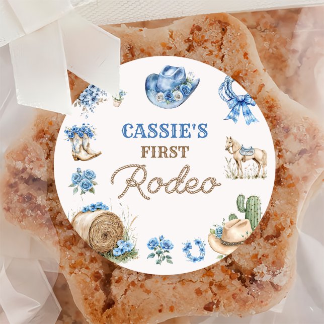 Adesivo Western Cowboy First Rodeo Birthday Party (Criador carregado)