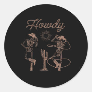 Adesivo Western Cowboy Skeleton Dançando Howdy Halloween