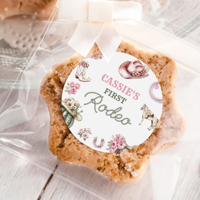 Adesivo Western Cowgirl First Rodeo Birthday Party (Criador carregado)