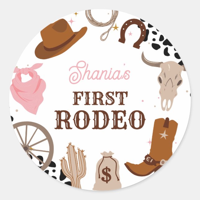 Adesivo Western First Rodeo Wild West Girl Primeiro Aniver (Frente)