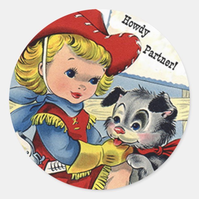 Adesivo Western Retro Lil Cowgirl Puppy Dog Fedkers (Frente)