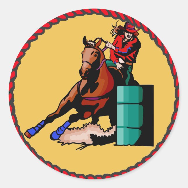 Adesivo Western Sticker Cowgirl Barrel Racing (Frente)