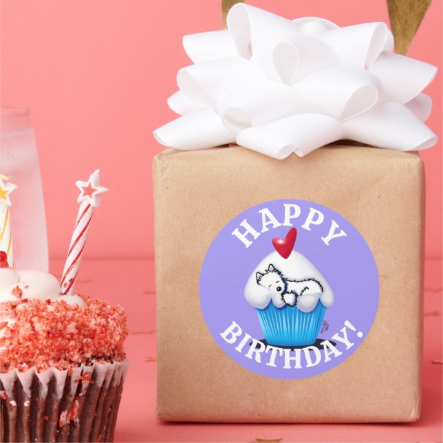 Adesivo Westie BIRTHDAY KiniArt Stickers (Festa)