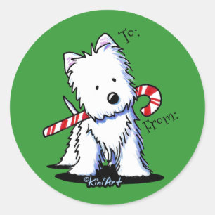 Adesivo Westie Candy Cane Gift Stickers