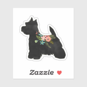 Adesivo Westie Dog Breed Boho Floral Silhouette