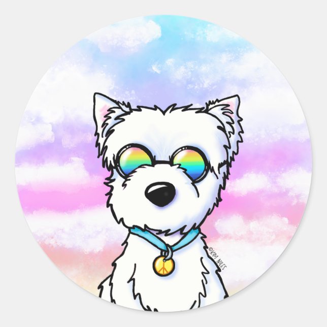 Adesivo Westie Dog Peace KiniArt Stickers (Frente)