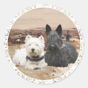 Adesivo Westie e Scottie Juntos Outono