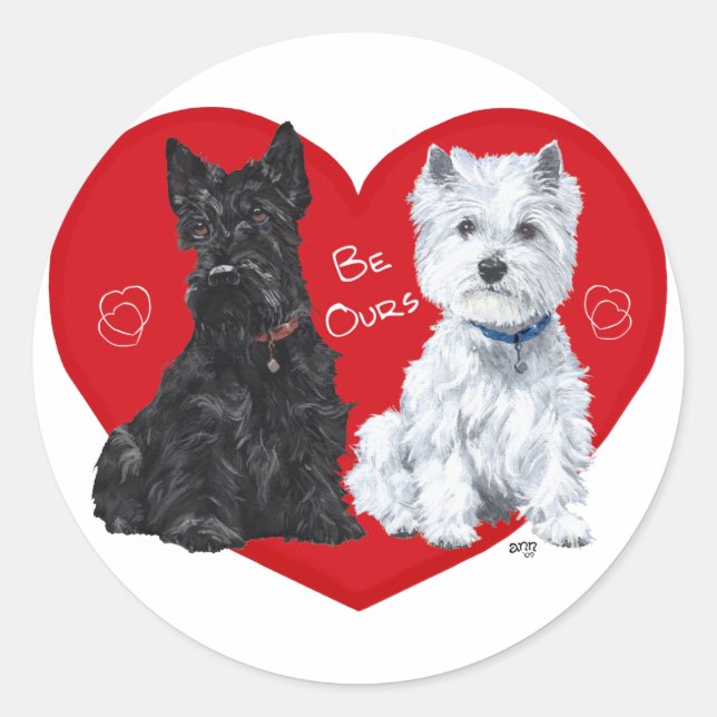 Adesivo Westie e Scottie Valentine (Frente)