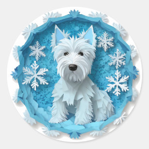 Adesivo Westie em um Círculo Floco de Neve