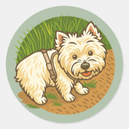 Adesivo Westie Feliz na Trilha da Natureza