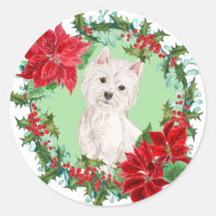 Adesivo Westie Poinsettia Holly Holiday