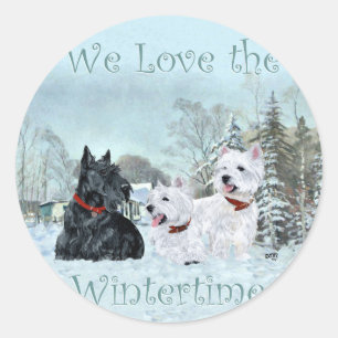 Adesivo Westies & Scottie no Inverno