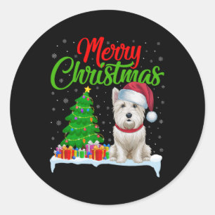 Adesivo Westin Dog Christmas Tree Luzes Engraçadas Xmas We