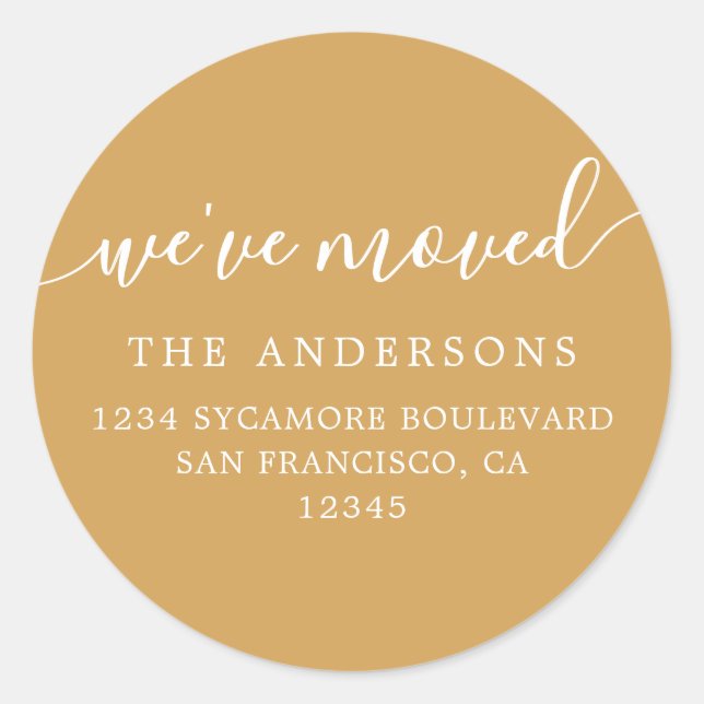 Adesivo We've Moved Honey Gold New Address label (Frente)