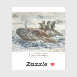 Adesivo Whale Riders Whimsical Whale and Penguin Ocean