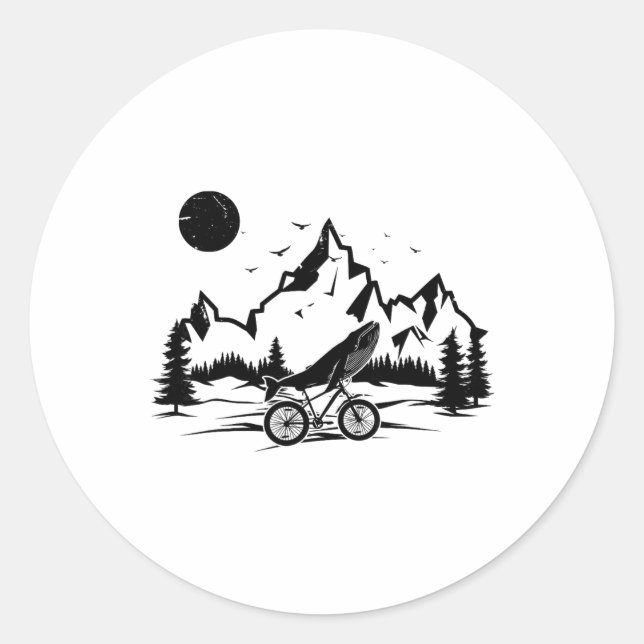 Adesivo Whale Riding Bicycle Vintage Funny Mountain Biking (Frente)