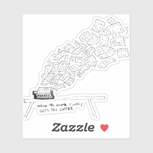 Adesivo When the Muse Finally Gets Her Coffee (Folha)