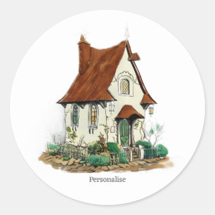 Adesivo Whimsage Vintage Cottage House Fairy Witchy White