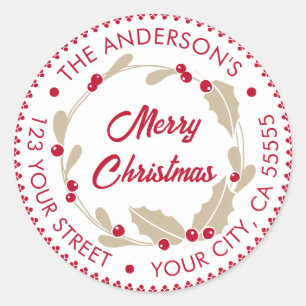 Adesivo Whimsic Christmas Wreath   Vermelho e branco