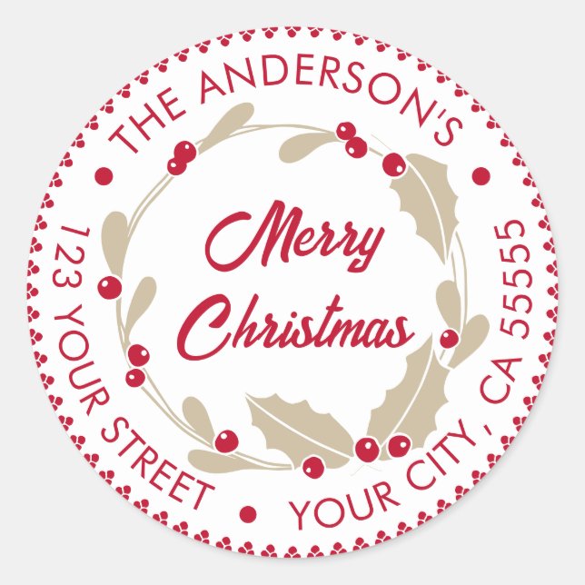 Adesivo Whimsic Christmas Wreath | Vermelho e branco (Frente)