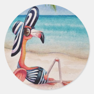 Adesivo Whimsical Beach Babe Pink Flamingo No. 1