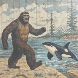 Adesivo Whimsical Bigfoot e Orca