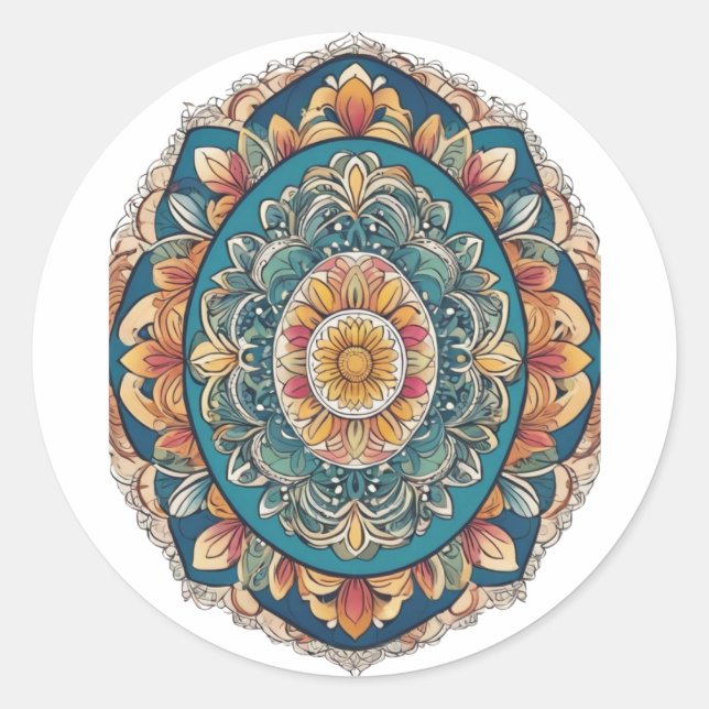 Adesivo Whimsical Bloom Mandala - Inspirado na Natureza (Frente)