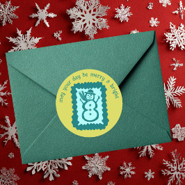 Adesivo Whimsical Christmas Stamp Cute Custom Merry Bright