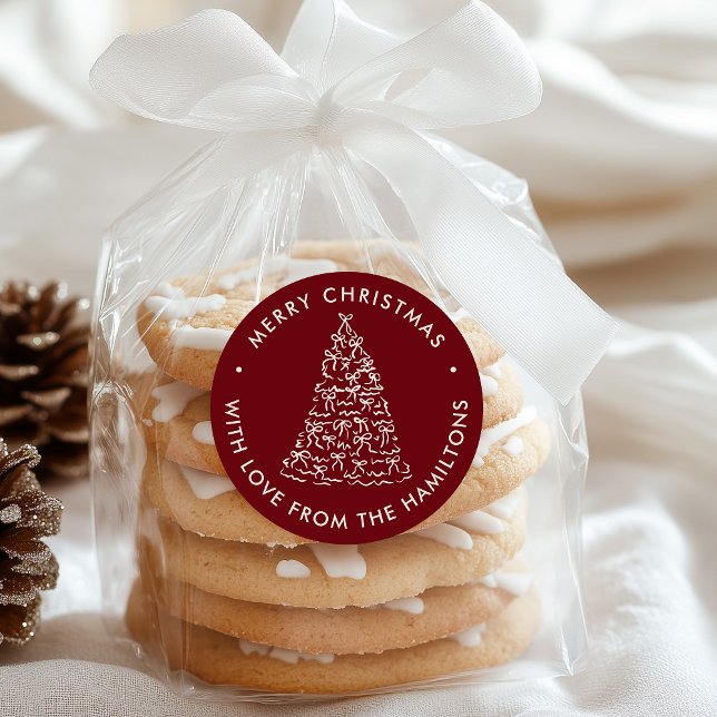 Adesivo Whimsical Christmas Tree Bows Cranberry Christmas (Criador carregado)