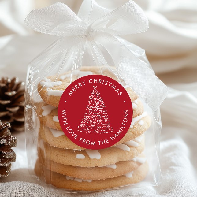 Adesivo Whimsical Christmas Tree Bows Red Christmas (Criador carregado)