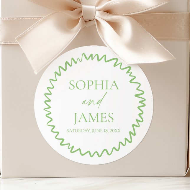 Adesivo Whimsical Citrus Green Wavy Border Wedding (Criador carregado)