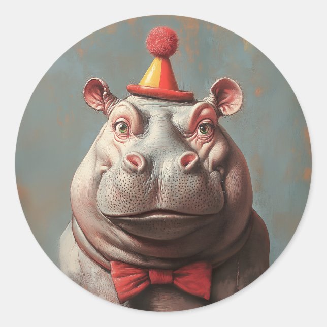 Adesivo Whimsical Clowe Hippo Retrato (Frente)